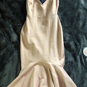 bodycon blush pink high low mermaid cocktail dress